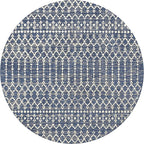 JONATHAN Y Moroccan Geometric Indoor Outdoor Round Area Rug 6 Ft Navy/Beige - Image 8