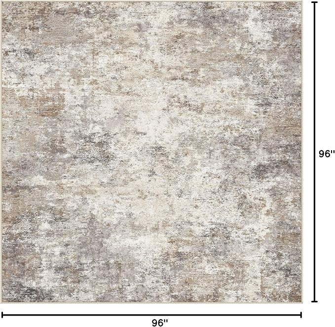 UERMEI Square Area Rugs : Washable 8x8 Neutral Modern Abstract Carpet - Image 2