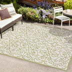 JONATHAN Y Vintage Filigree Indoor Outdoor Area Rug 5X8 Green/Cream, Madrid - Image 4