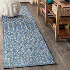 JONATHAN Y Moroccan Geometric Indoor Outdoor Runner Rug 2X14 Navy/Light Gray by JONATHANY