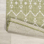 JONATHAN Y Moroccan Geometric Indoor Outdoor Runner Rug 2X8 Light Green/Cream - Image 6
