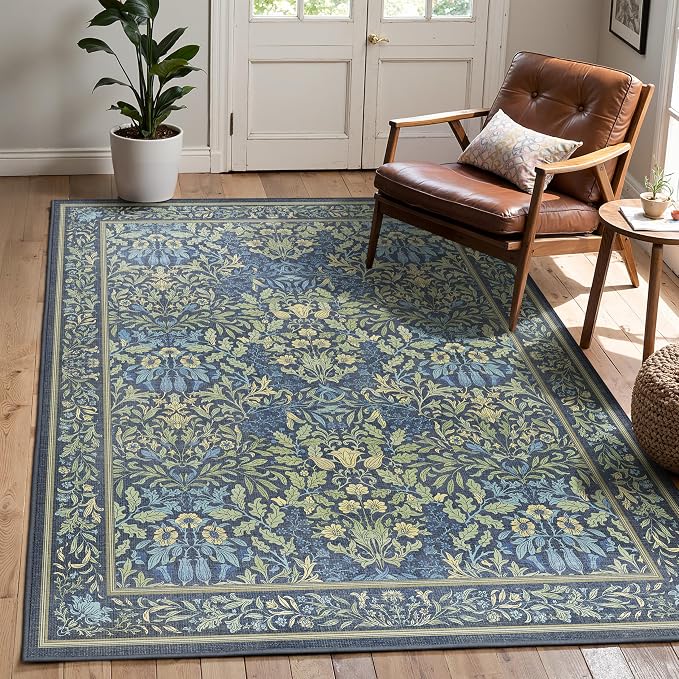 GENIMO Washable 4x6 Area Rug, Vintage Boho Floral Carpet, Soft Low-Pile - Image 3
