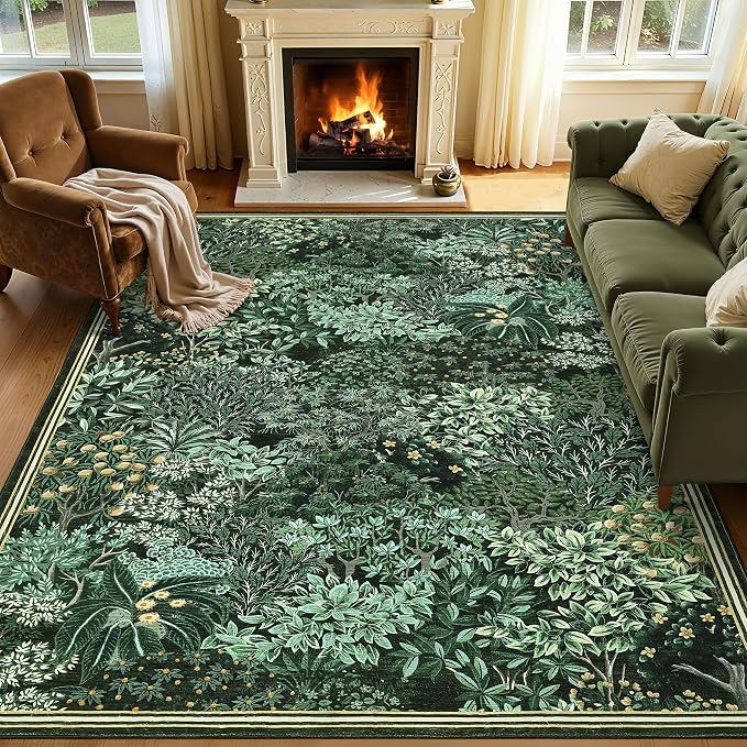 GarveeHome Forest Rugs 6x9, Botanical Low Pile Non Slip Stain Resistance - Image 3