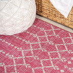 JONATHAN Y Moroccan Geometric Indoor Outdoor Square Area Rug 5X5 Fuchsia/Light - Image 5