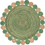 SAFAVIEH Cape Cod Collection 6' Round Green/Natural CAP201Y Handmade Boho - Image 2