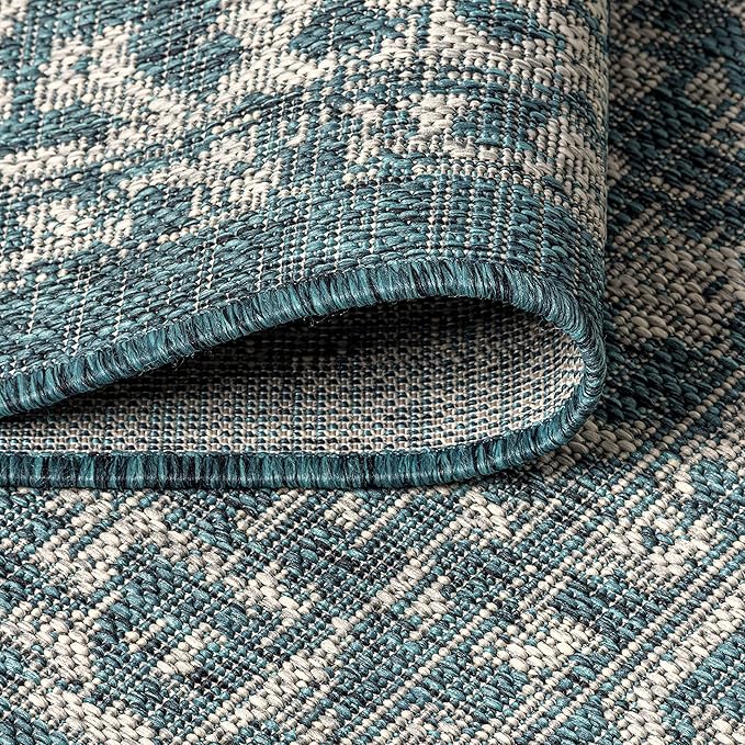 JONATHAN Y Boho Medallion Indoor Outdoor Octagon Area Rug 8 Ft Teal/Gray - Image 4
