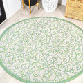 JONATHAN Y Vintage Filigree Indoor Outdoor Round Area Rug 5 Ft Cream/Green by JONATHANY