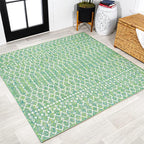 JONATHAN Y Moroccan Geometric Indoor Outdoor Square Area Rug 5X5 Green/Cream by JONATHANY