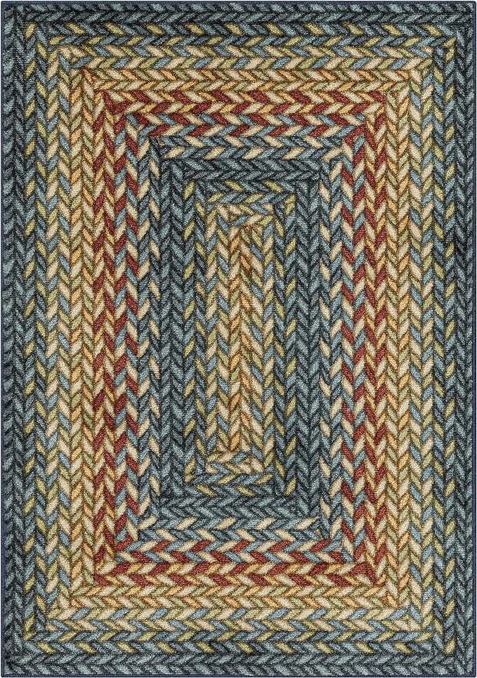 Maples Rugs Marion Bohemian Braided-Style Print Area Rug – Made in USA – by MaplesRugs