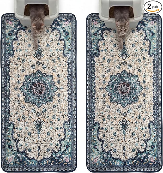 Hompet Cat Litter Mat 2 Pack, 28.5x60 Large Machine Washable Trapping Mats by Hompet