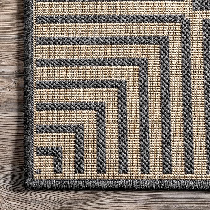 Nuloom Asha Dark Grey/Ivory, Striped Border, Soft and Cozy, High Traffic - Image 8