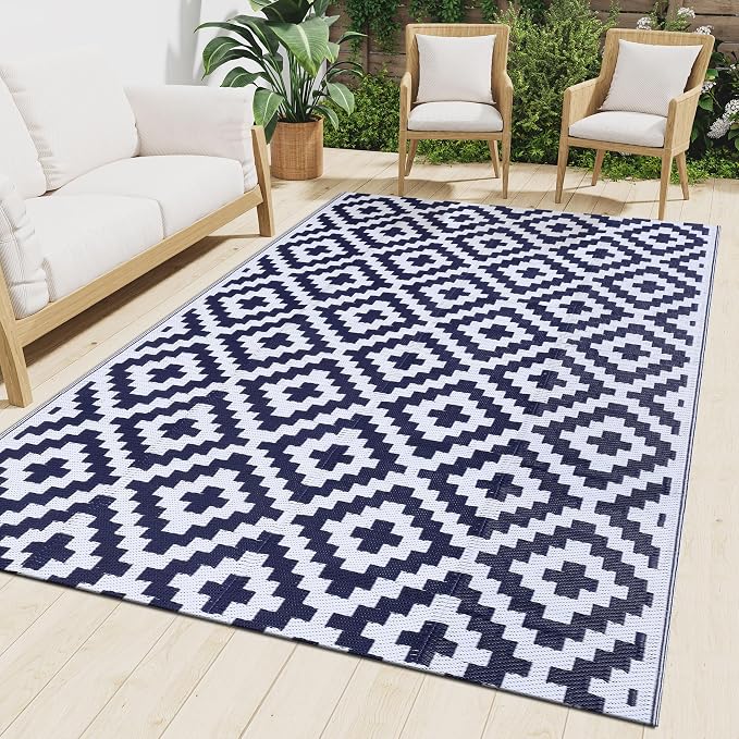 Smiry Waterproof Outdoor Rug 9X18 ft, Reversible Plastic Straw Patio Camping by Smiry