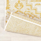 JONATHAN Y Boho Medallion Indoor Outdoor Square Area Rug 5X5 Cream/Yellow - Image 5