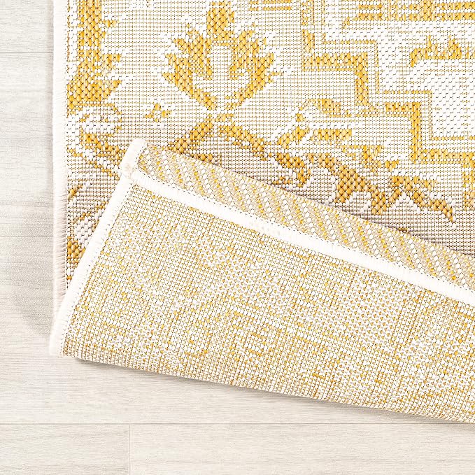JONATHAN Y Boho Medallion Indoor Outdoor Area Rug 3X5 Cream/Yellow, Estrella - Image 5