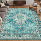Washable Area Rug 9' x 12' Vintage Traditional Persian Mat by Unknown