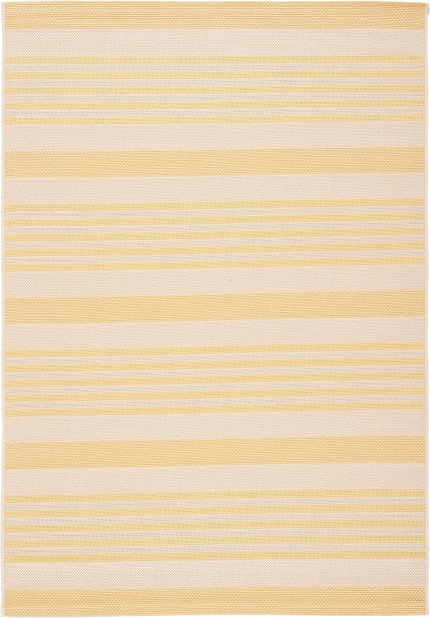 SAFAVIEH Courtyard Collection 6'7" x 9'6" Gold/Beige CY6062 Stripe Indoor/ by Unknown