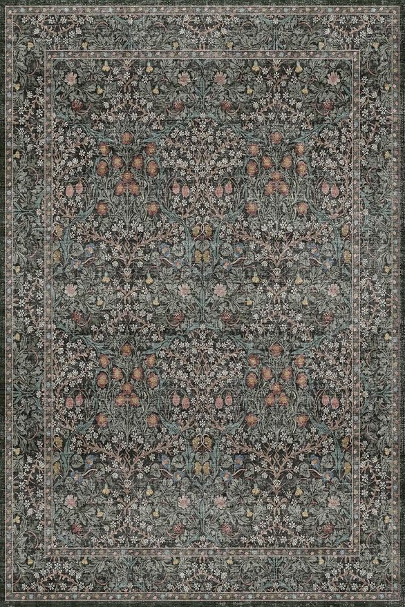 Dark Green 4x6 Entryway Rug, Washable Area Rug 4x6 - Image 3