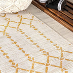 JONATHAN Y Moroccan Geometric Indoor Outdoor Runner Rug 2X10 Cream/Yellow - Image 5