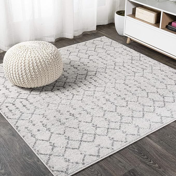 JONATHAN Y Boho Vintage Diamond Cream/Gray Square Area Rug 3X3 ft, Moroccan Hype by JONATHANY