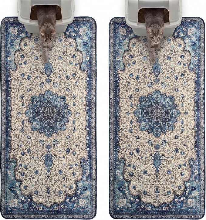 Hompet Cat Litter Mat 2 Pack, 28.5x60 Large Machine Washable Trapping Mats by Hompet