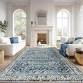 Large Area Rug for Living Room Vintage Blue Non Slip Washable Rugs 9x12 Neutral by BILEEHOME
