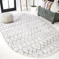 JONATHAN Y Boho Vintage Diamond Cream/Gray Oval Area Rug 4X6 ft, Moroccan Hype by JONATHANY