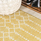 JONATHAN Y Moroccan Geometric Indoor Outdoor Runner Rug 2X10 Yellow/Cream - Image 5