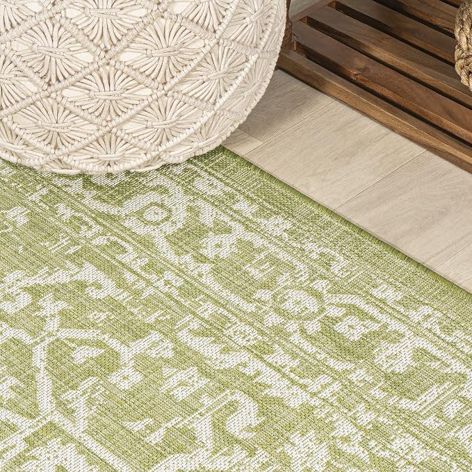 JONATHAN Y Boho Medallion Indoor Outdoor Runner Rug 2X10 Green/Cream, Malta - Image 3