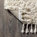 JONATHAN Y Mercer Shag Plush Tassel Cream Indoor Area Rug, Contemporary - Image 4
