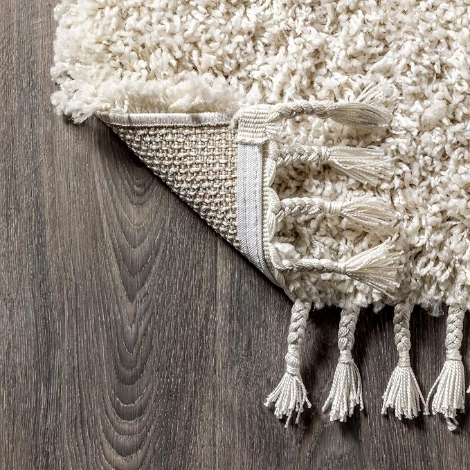 JONATHAN Y Mercer Shag Plush Tassel Cream Indoor Area Rug, Contemporary - Image 4