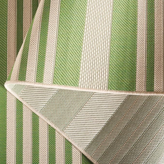 SAFAVIEH Courtyard Collection 8' x 11' Green/Beige CY6062 Stripe Indoor/ - Image 11
