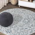 JONATHAN Y Boho Medallion Indoor Outdoor Round Area Rug 8 Ft Teal/Gray by JONATHANY
