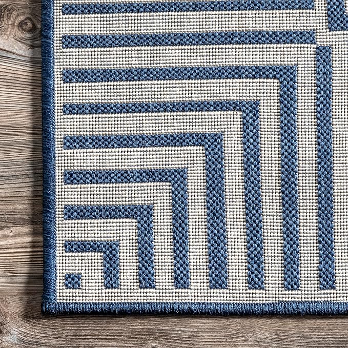 Nuloom Asha Navy/Ivory, Striped Border, Soft and Cozy, High Traffic, Easy Clean - Image 4