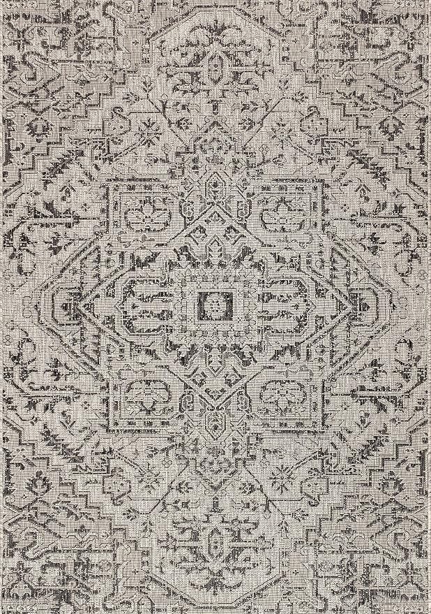JONATHAN Y Boho Medallion Indoor Outdoor Area Rug 3X5 Black/Gray, Estrella - Image 8