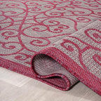 JONATHAN Y Vintage Filigree Indoor Outdoor Runner Rug 2X8 Light Gray/Fuchsia - Image 4