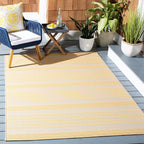 SAFAVIEH Courtyard Collection 6'7" x 9'6" Gold/Beige CY6062 Stripe Indoor/ - Image 2