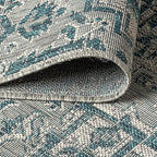 JONATHAN Y Boho Medallion Indoor Outdoor Area Rug 9X12 Teal/Gray, Estrella - Image 5