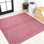 JONATHAN Y Moroccan Geometric Indoor Outdoor Square Area Rug 5X5 Fuchsia/Light by JONATHANY
