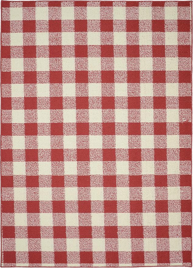 Garland Rug Country Living – Checkered Buffalo Plaid Design, Non-Slip Rubberback by Garland+Rug