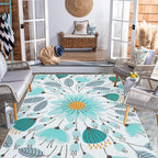 Lahome Floral Indoor Outdoor Rug, 5x8ft Non Slip Outdoor Patio Rug by Lahome