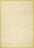 JONATHAN Y Vintage Filigree Indoor Outdoor Area Rug 8X10 Cream/Yellow, Madrid - Image 9
