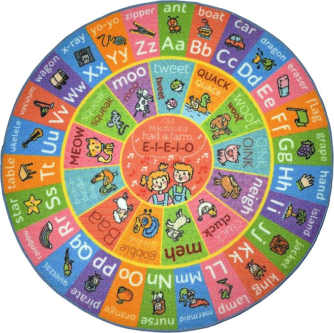 KC Cubs Educational Kids Rug – ABC Alphabet Learning Mat – Farmhouse Animal by KCCubsKidsHomeandFurnishing