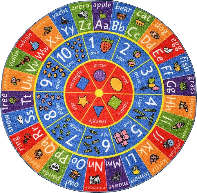 KC Cubs Educational Kids Rug – ABC Alphabet, 123 Numbers & Shapes Learning Mat - Image 4
