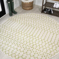 JONATHAN Y Moroccan Geometric Indoor Outdoor Round Area Rug 5 Ft Cream/Green by JONATHANY