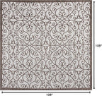 JONATHAN Y Vintage Filigree Indoor Outdoor Square Area Rug 9X9 Taupe/Espresso - Image 2