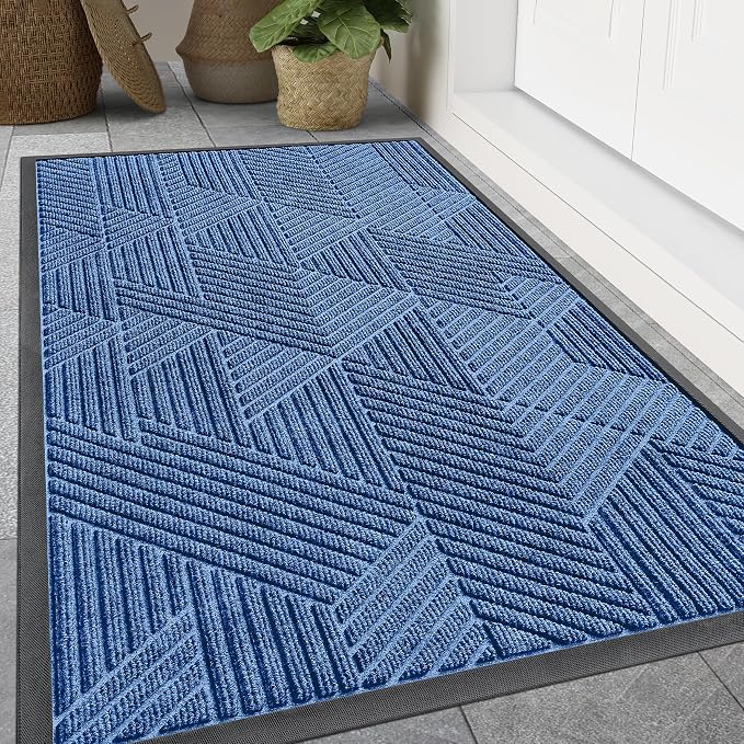 Smiry Front Door Mat Outside Entrance, Heavy Duty Sturdy Natural Rubber Doormat by Smiry