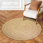 Hausattire Hand Woven Jute Braided Rug, 3’ Round – Natural, Reversible Boho - Image 4