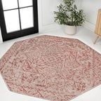 JONATHAN Y Boho Medallion Indoor Outdoor Octagon Area Rug 5 Ft Red/Taupe by JONATHANY