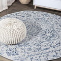 JONATHAN Y Boho Medallion Indoor Outdoor Round Area Rug 5 Ft Navy/Gray by JONATHANY