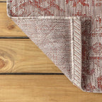 JONATHAN Y Boho Medallion Indoor Outdoor Square Area Rug 6X6 Red/Taupe - Image 4